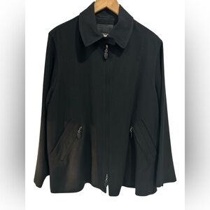 Vintage Y2K 90s Escada Elements Black Wool Full Zip Jacket Coat Blazer - 38 US 8